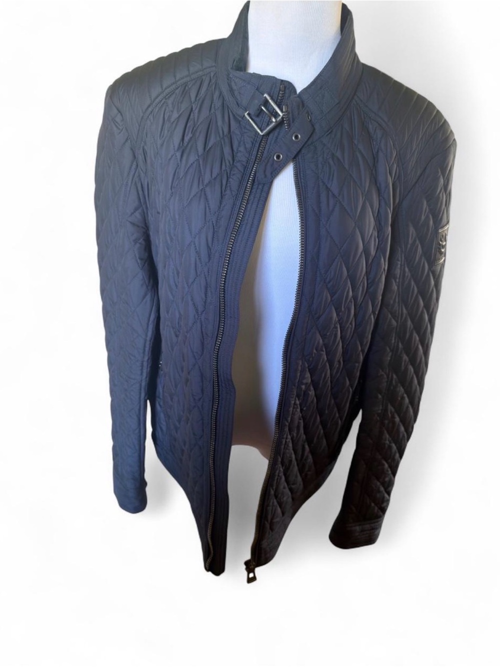 BELSTAFF Navy Quilted Moto Jacket Men’s EU 54 Designer Outerwear Brand New